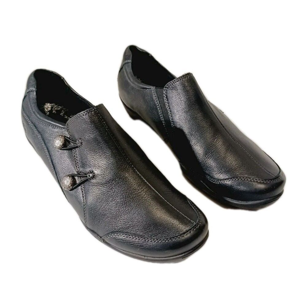 Taos Women's Black Leather Encore Casual Work Comfort Slip-On Shoes 9